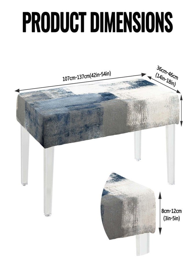 MCALK Blue Stretch Dining Bench Cover, Washable Abstract Bench Seat Protector Cover,Anti-Dust Removable Grey Bench Slipcover for Kitchen, Living Room, Bedroom - Image 5